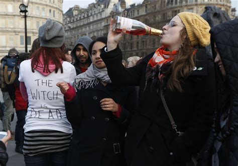 Anti Thatcher Party In Londons Trafalgar Square