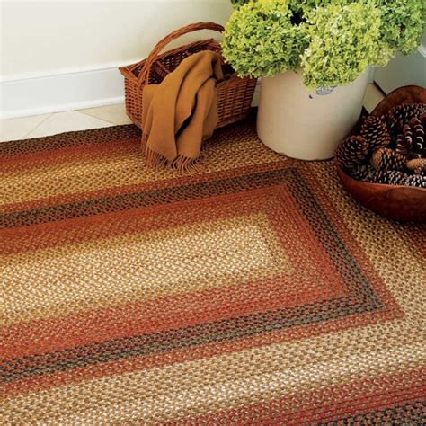 Russett Country Primitive Rustic Braided Jute Area Rugs Many Sizes