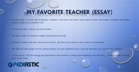My Favorite Teacher A Moving Descriptive Essay Pediastic