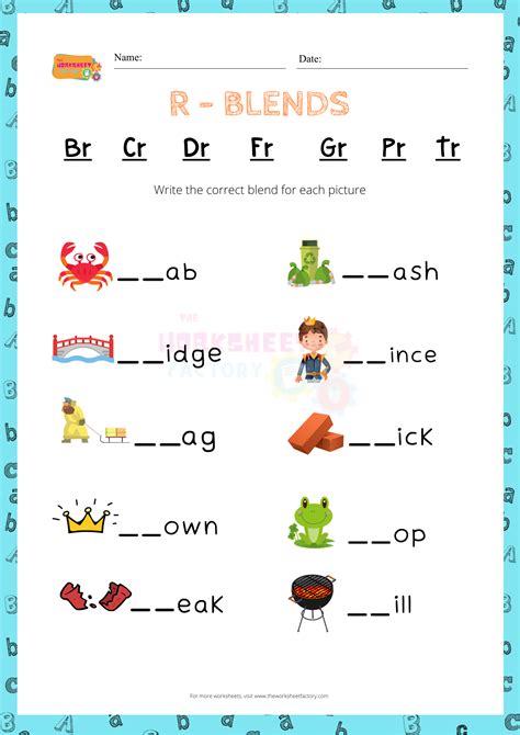 Free Consonant Blends With R Worksheets For Preschool Children R