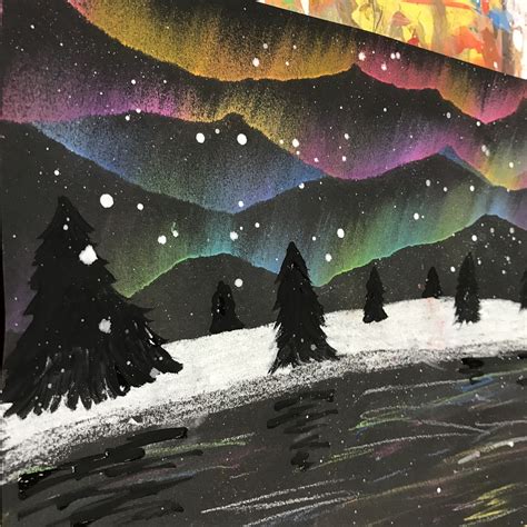 Northern Lights Art Lesson 3rd Grade