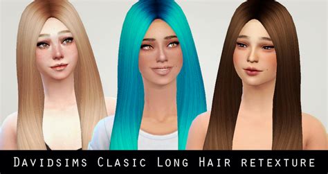 Davidsims Classic Long Hair Retextured Pelo Sims David Sims Sims 4