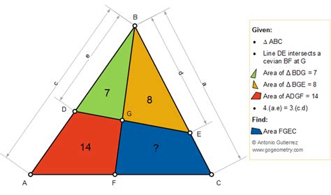 Geometry Problem 1422 Triangle Transversal Cevian Area Measurement