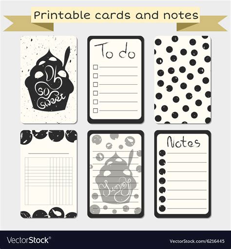 Printable Journaling Cards Notes Designs Vector Image
