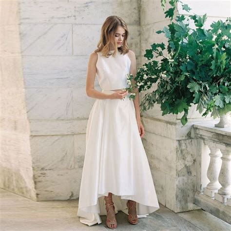Vintage 2017 White High Low Bridal Skirts Floor Length Zipper Modest