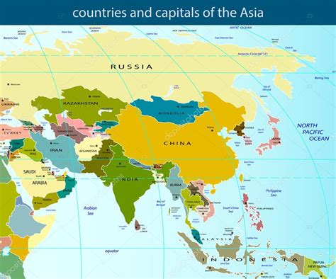 Azja Państwa I Stolice Mapa | Mapa