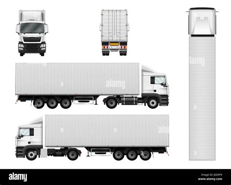 Truck Trailer With Container Semi Truck Illustration On White