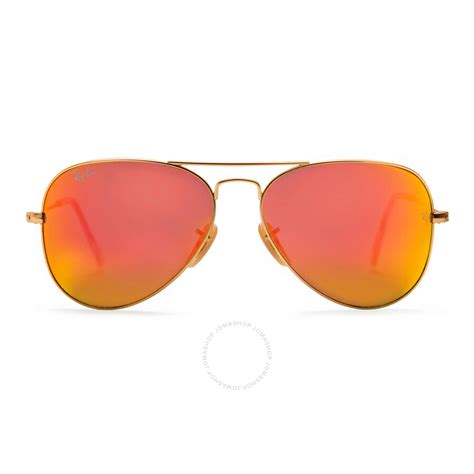 Ray Ban Unisex Orange Aviator Sunglasses Rb30251126955 8053672000353 Sunglasses Ray Ban