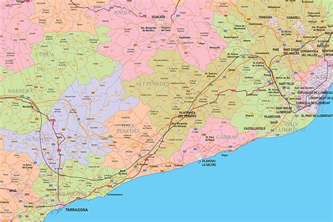 Catalunya Mapa De Códigos Postales Con Comarcas Municipios Y Carreteras