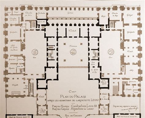 Plan de versailles, du petit parc, et de ses dependances où sont marqués les emplacemens de palace of versailles, ground floor plan. Ground floor plan of the centre, Chateau de Versailles ...