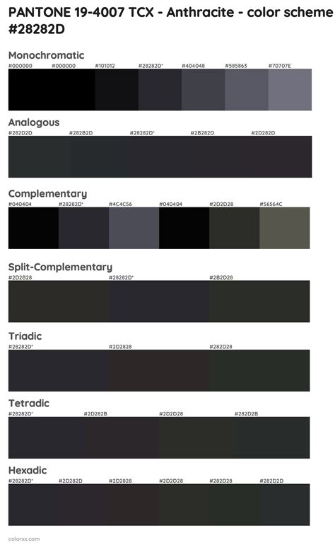 PANTONE 19 4007 TCX Anthracite Color Palettes And Color Scheme