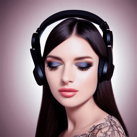 Beautiful Swinger Woman With Huge Black Stereo Headphones · Creative
