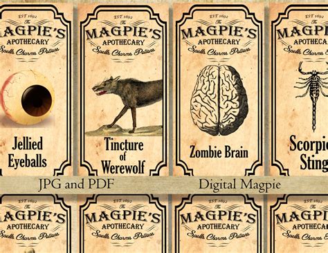 Halloween Witch Labels Vintage Poison Apothecary Tags Free Printable
