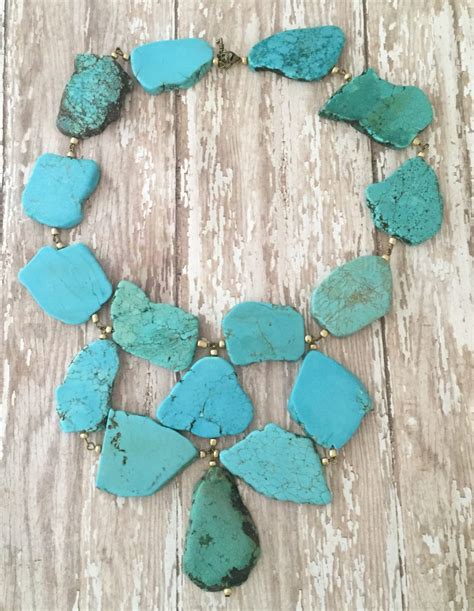 Chunky Turquoise Necklace Statement By MonarchJewelryPeoria