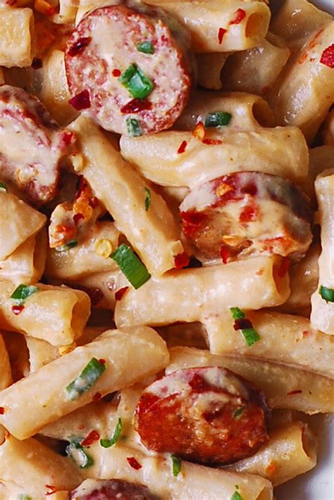 For one, that's too expensive for this! Creamy Mozzarella Pasta with Smoked Sausage - Julia's Album