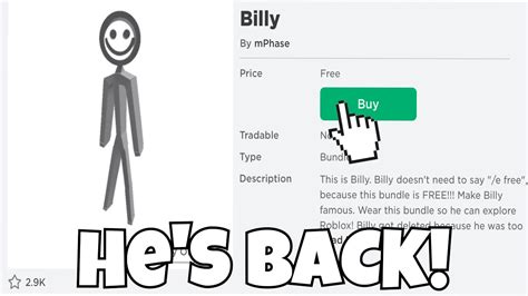 How To Get Roblox Billy Youtube