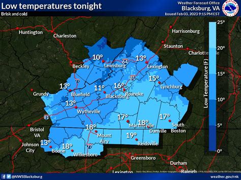 Nws Blacksburg On Twitter Here S A Look At The Low Temperatures