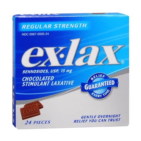 Ex Lax Regular Strength Chocolated Stimulant Laxative Tablets 24 Ea
