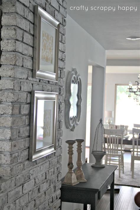 Gray feature chair white interior brick wall design ideas. 404 best FIRE PLACE DECOR images on Pinterest