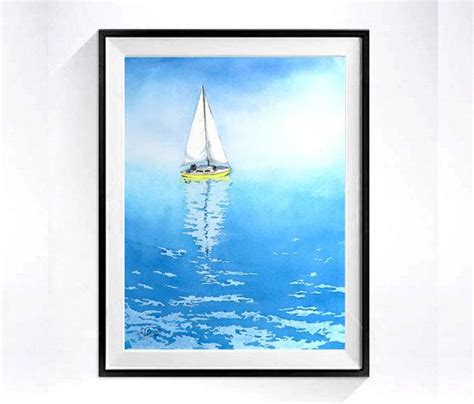 Nautical Painting Original Watercolor Printing Sailboat Art Etsy