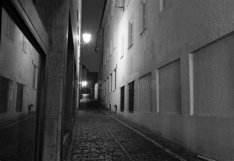 Black And White Dark Rainy Gloomy Alleys In Germany Stock Photo Image