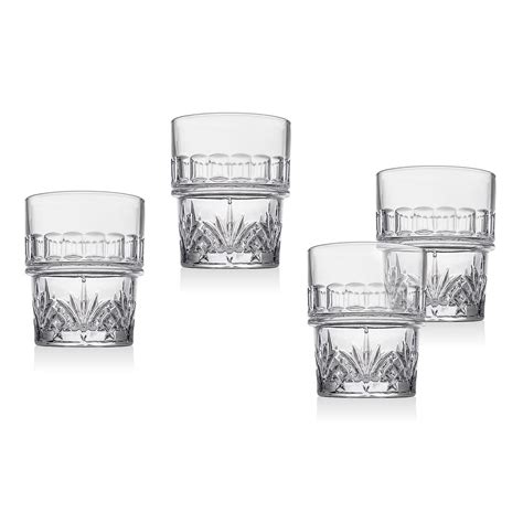 Dublin Crystal Stackable Double Old Fashion Glass Set Of 4 Godinger
