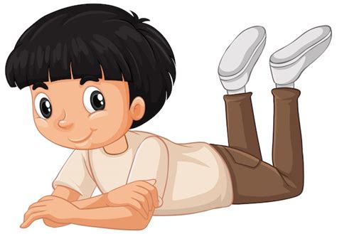 Boy Laying Down On White Free Vector