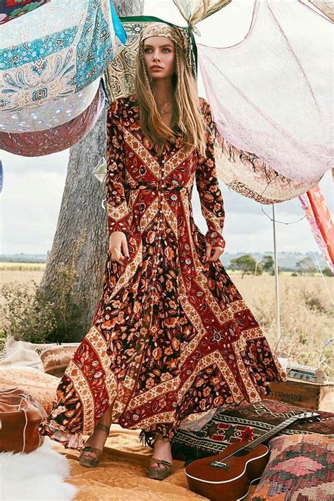 Pin By Normy On Boho Style Bohemia Hippie Floral Print Dress Long Boho Style Dresses