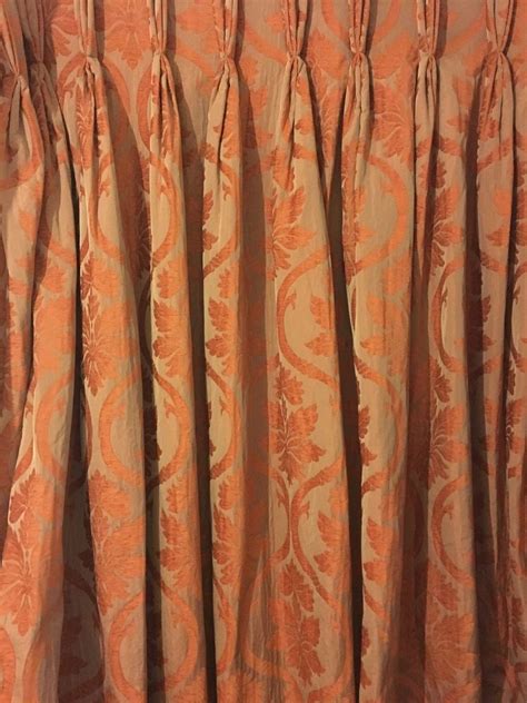 Large Burnt Orange Silk Velvet Double Woollen Lined Curtains Hand Made