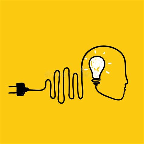 Hand Drawn Doodle Head An Bulb Inside With Electric Wire Illustration