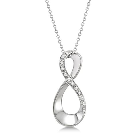 Infinity Diamond Pendant With 18 Inch Chain 14k White Gold 005ct Re446