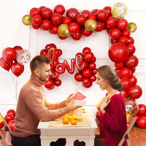Red and Gold Balloons, Ruby Red Balloons, Gold Confetti Balloons Heart Foil Balloons - 78Pcs for ...