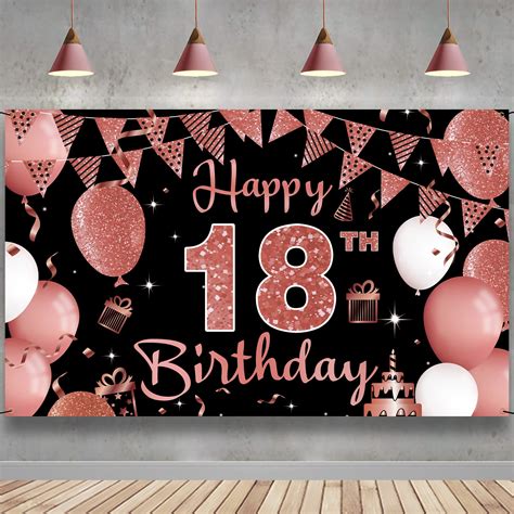 Buy 18th Birthday Decorations Backdrop Banner Happy 18th Birthday Decorations For Girls Black