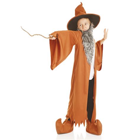 Childs Kids Wizard Brown Robe Costume Book Week Merlin Kids Fancy Dress