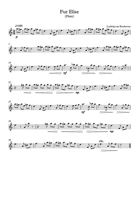 Für Elise Beethoven Flute Sheet Music