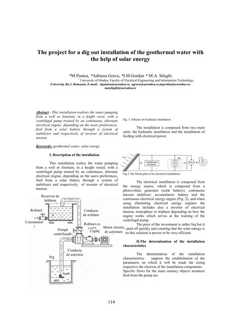 Pdf The Project For A Dig Out Installation Of The Geothermal Water