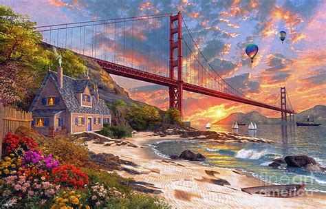 Sunset At Golden Gate Digital Art By Dominic Davison Fine Art America