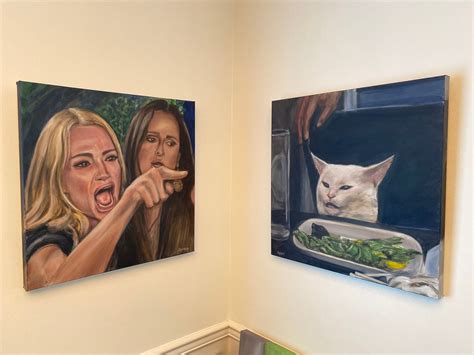 Woman Yelling At The Cat Meme Two Separate Pieces From The Etsy Cat