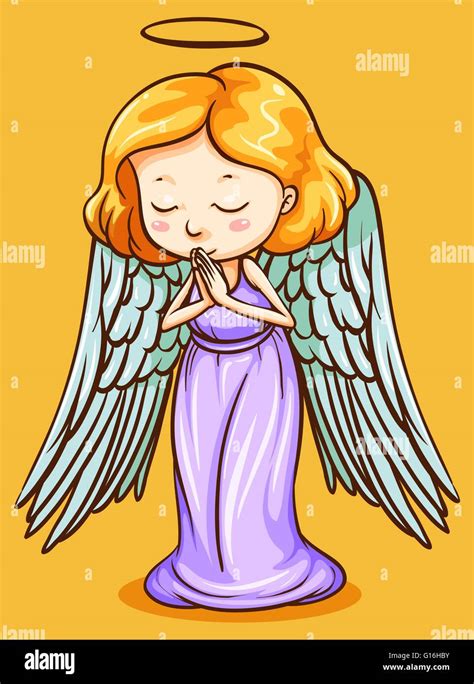 Angel With Wings Praying Illustration Stock Vector Image And Art Alamy