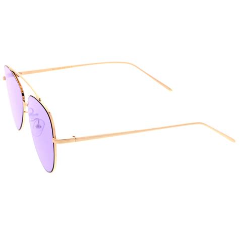 retro metal frame double nose bridge color flat lens aviator sunglasse sunglass la