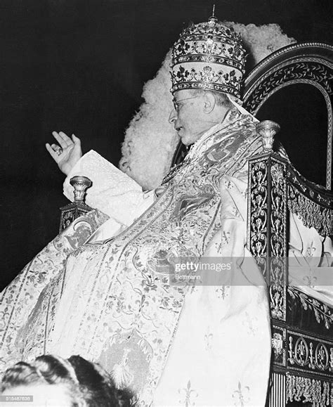 Seated On His Golden Throne And Wearing His Papal Crown Pope Pius