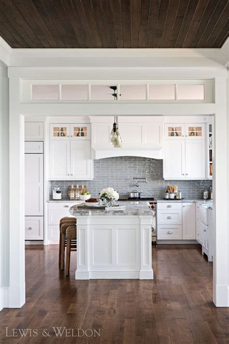 White Kitchen With Dark Wood Floors Classic Kitchen Timeless Kitchen