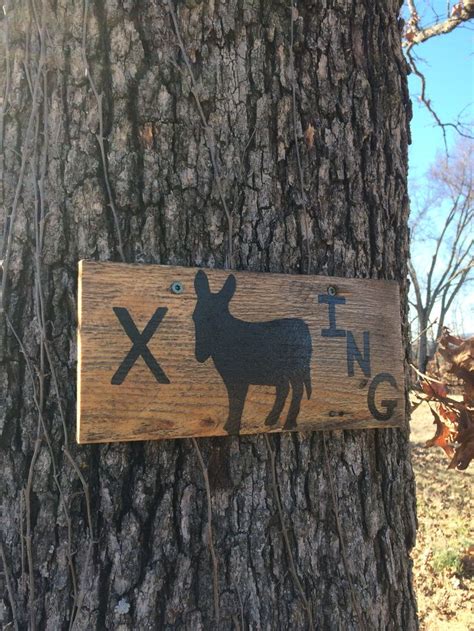 Donkey Crossing Wood Sign