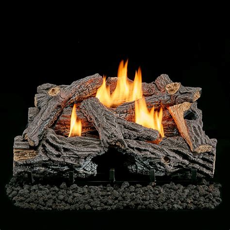 Factory Buys Direct Lost River Ventless Dual Fuel Gas Log Set 24 Split Bark Remote Control