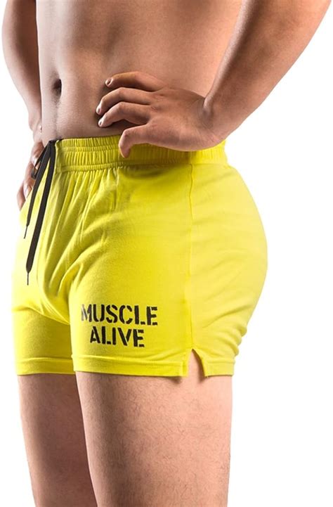 Muscle Alive Mens Bodybuilding Shorts 3 Inseam Cotton