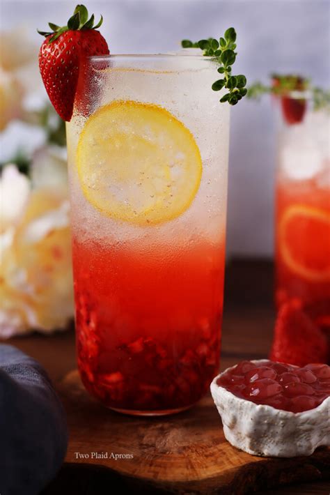 Sparkling Strawberry Lemonade With Fresh Strawberry Boba Two Plaid