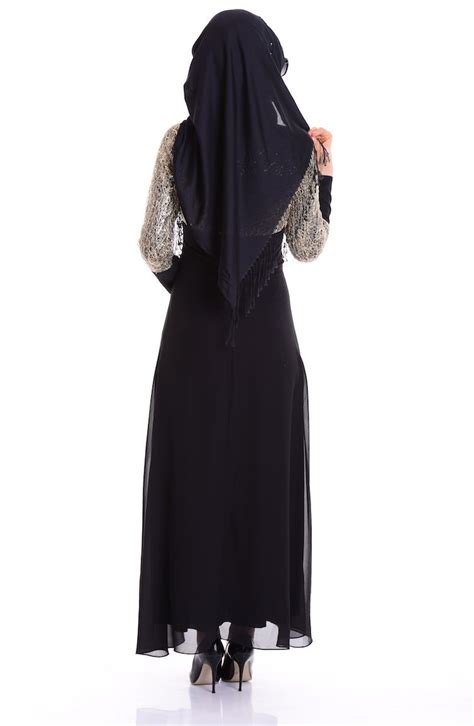 Black Hijab Evening Dress 2369 04 Sefamerve