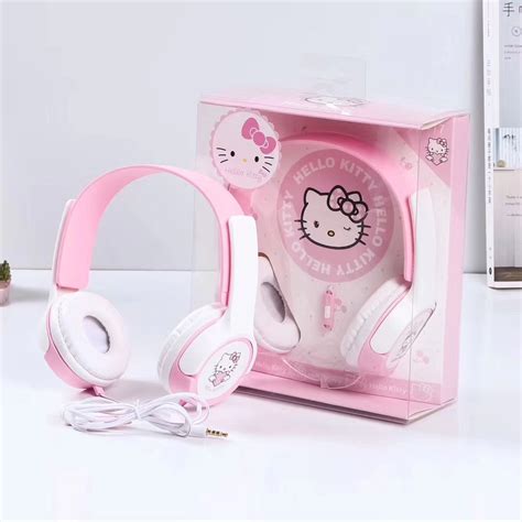 Fashion Over The Ear Headphones Hello Kitty Cartoon Stereo On Ear Headset Headphones Shopee