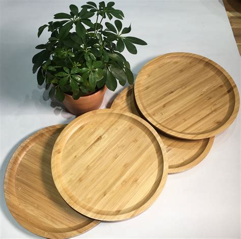 X Bamboo Wood Plates Cm Round Plate Eco Tableware Etsy
