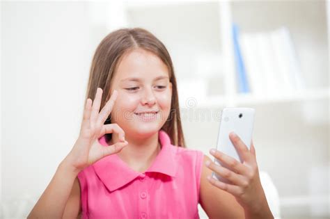 Deaf Woman Using Sign Language On The Smartphone Stock Image Image Of